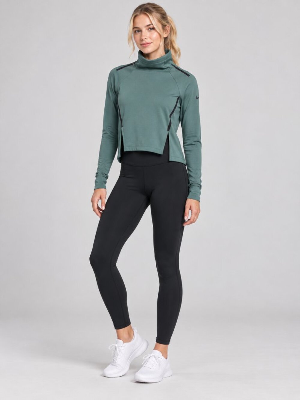 Nike Women’s Teal Funnel Neck Performance Top